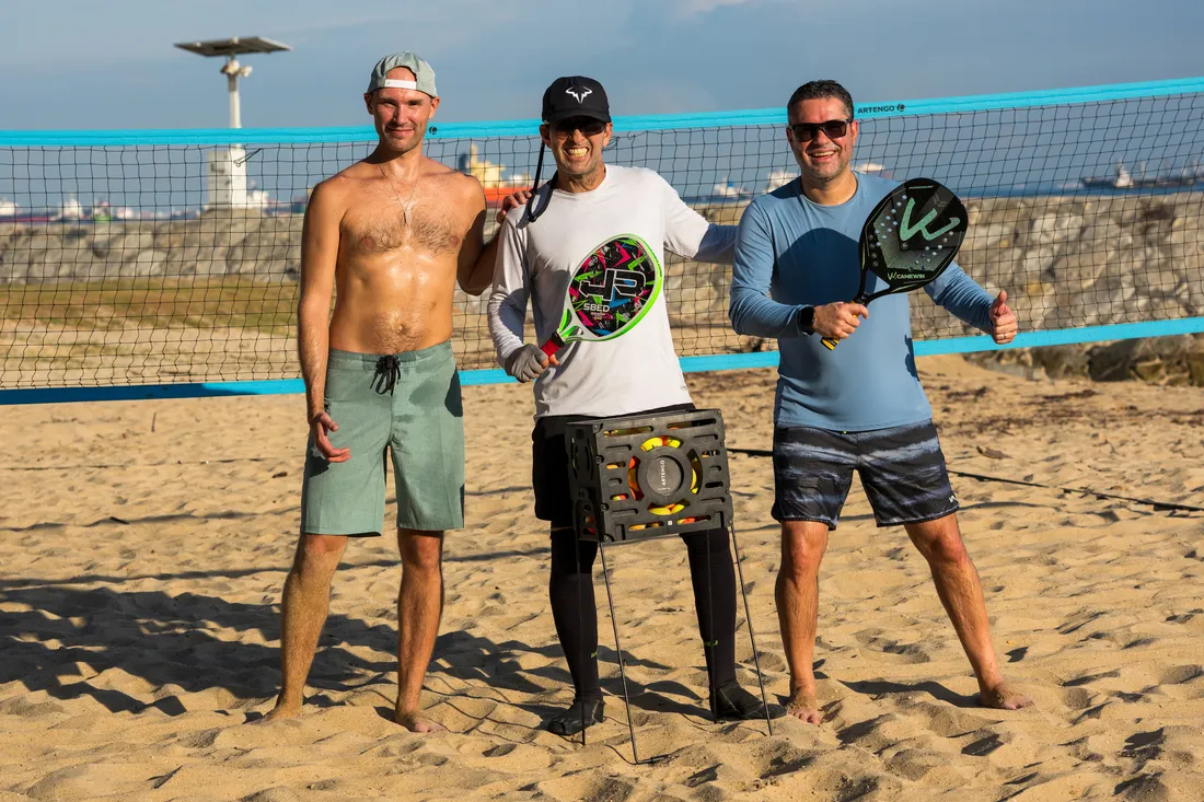 Corporate beach tennis team-building event in Singapore